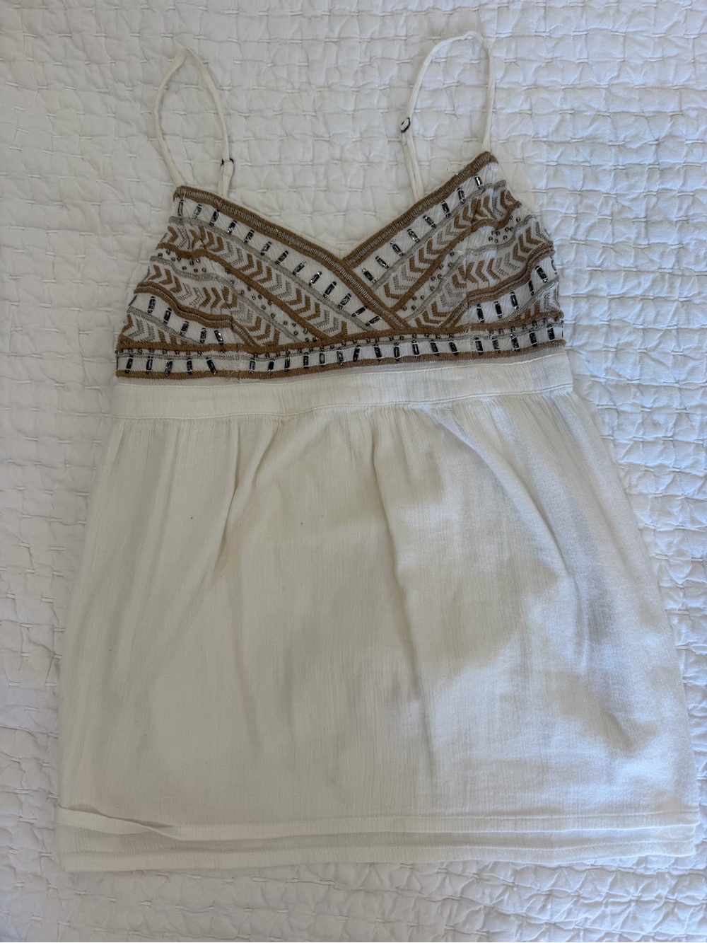 Hollister Cream Textured Smocked Waist Blouse